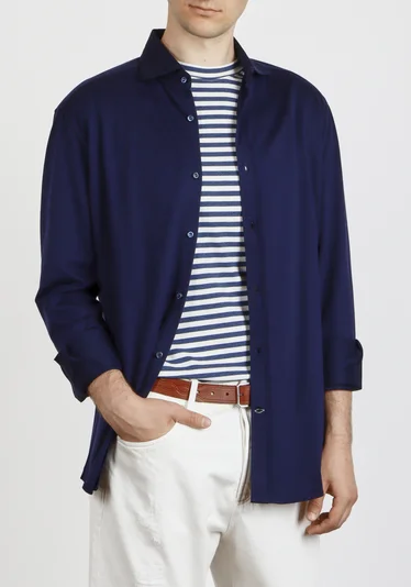 Рубашка цвет темно-синий — превью 3