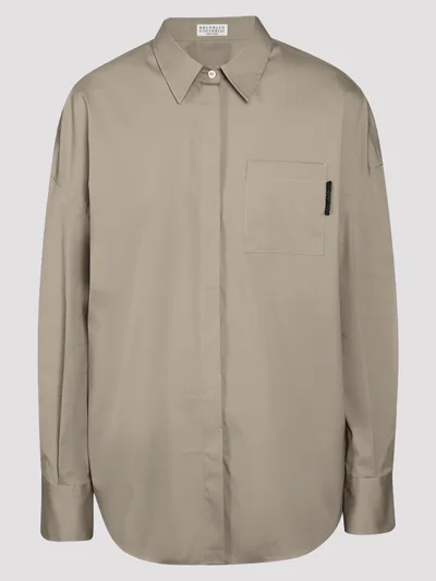 Рубашка цвет темно-бежевый — превью 1