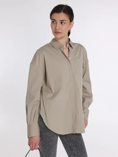 Рубашка цвет темно-бежевый — превью 2