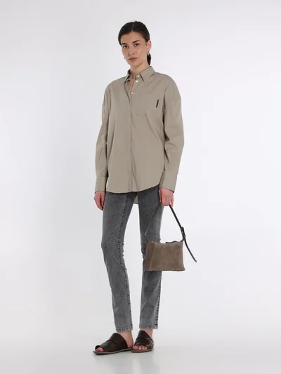 Рубашка цвет темно-бежевый — превью 4