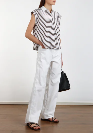 Футболка цвет бело-коричневый — превью 2