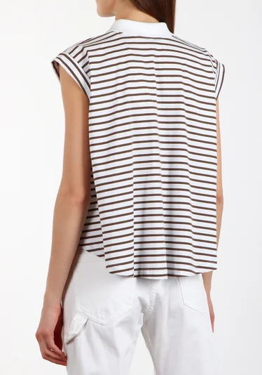 Футболка цвет бело-коричневый — превью 4