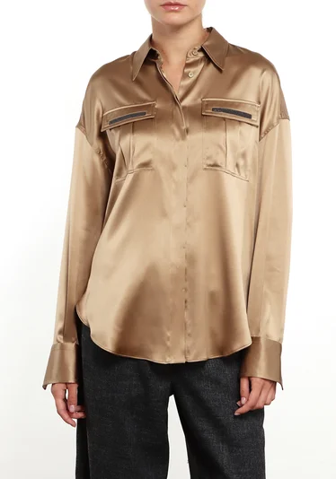 Блузка цвет коричневый — превью 3