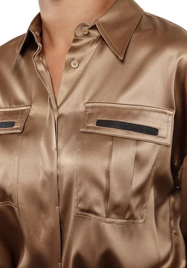 Блузка цвет коричневый — превью 5