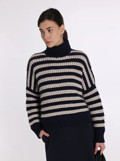 Свитер цвет бежево-синий — превью 2