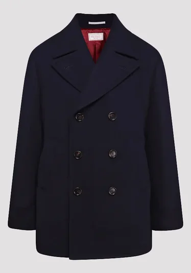 Пальто цвет темно-синий — превью 1