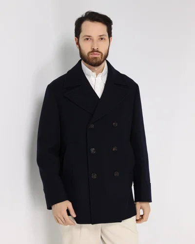 Пальто цвет темно-синий — превью 2