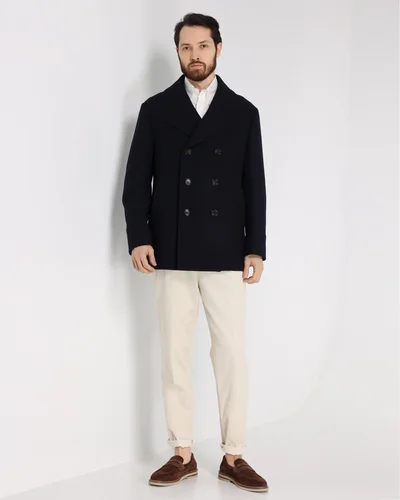 Пальто цвет темно-синий — превью 4