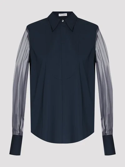 Блузка цвет синий — превью 1