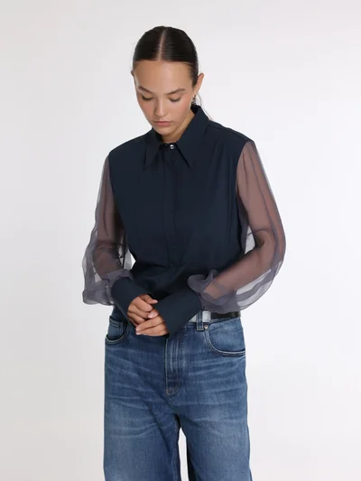 Блузка цвет синий — превью 2