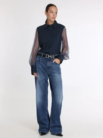 Блузка цвет синий — превью 3