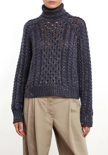 Свитер цвет синий — превью 3