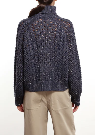 Свитер цвет синий — превью 4