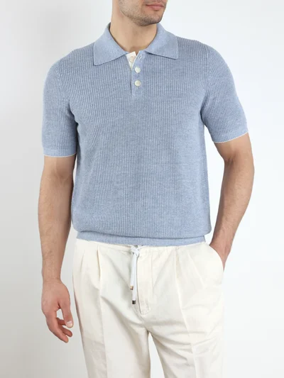 Поло цвет голубой — превью 3