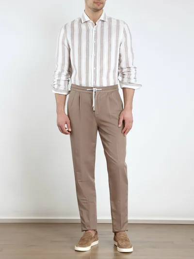 Рубашка цвет бело-бежевый — превью 2