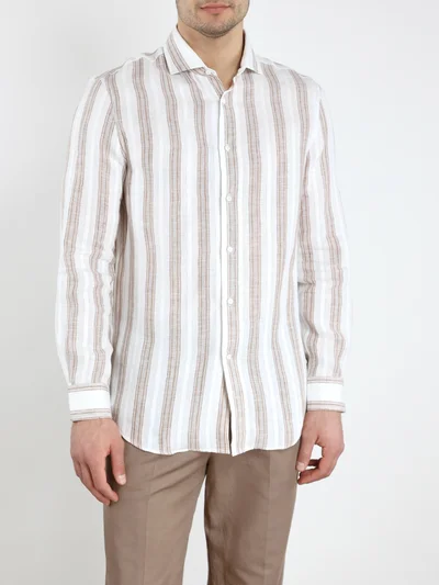 Рубашка цвет бело-бежевый — превью 3