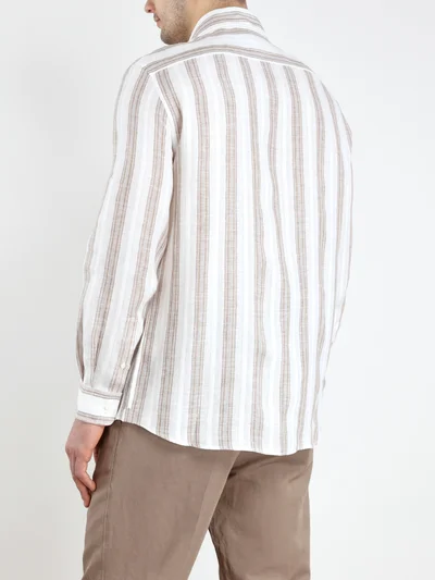 Рубашка цвет бело-бежевый — превью 4