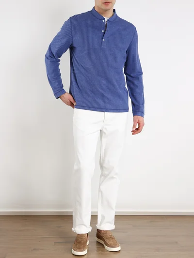 Лонгслив цвет синий — превью 2