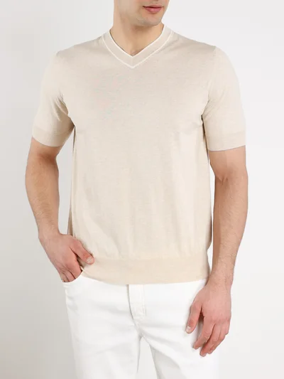 Пуловер цвет светло-бежевый — превью 3