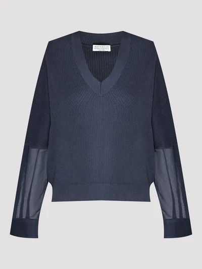 Пуловер цвет темно-синий — превью 1