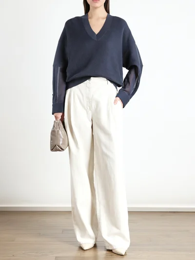 Пуловер цвет темно-синий — превью 2