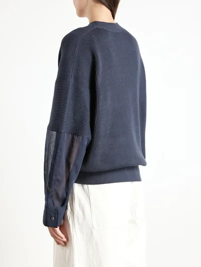 Пуловер цвет темно-синий — превью 4