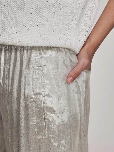 Брюки цвет серебряный — превью 3