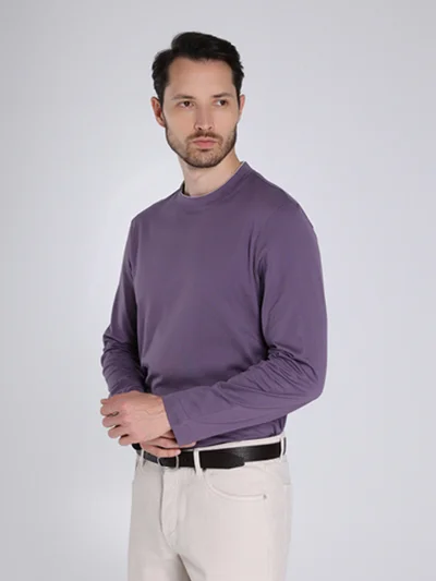 Лонгслив цвет фиолетовый — превью 2