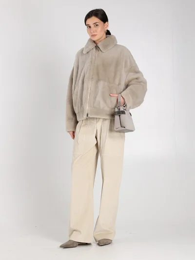 Дубленка цвет бежевый — превью 3