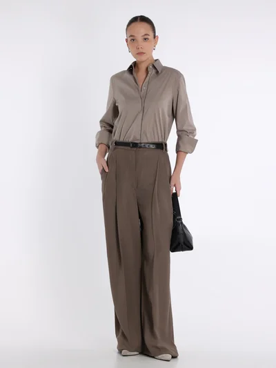 Рубашка цвет светло-коричневый — превью 3