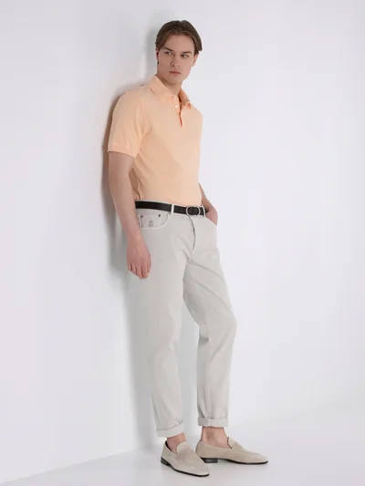 Поло цвет светло-оранжевый — превью 3