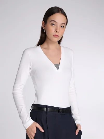 Лонгслив цвет белый — превью 2