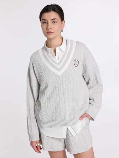 Пуловер цвет светло-серый — превью 2