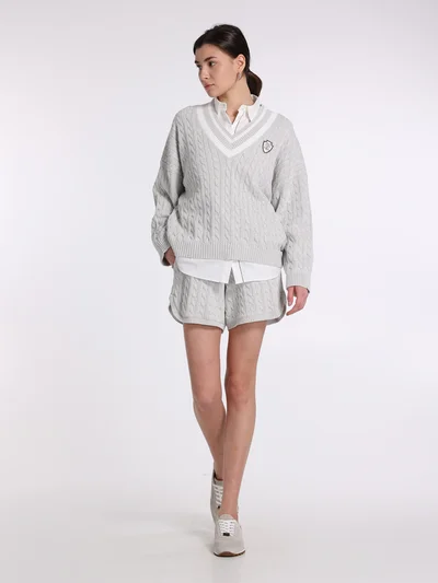 Пуловер цвет светло-серый — превью 4