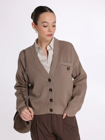 Кардиган цвет темно-бежевый — превью 2