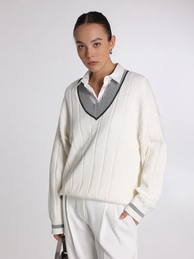 Пуловер цвет белый — превью 6