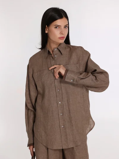 Рубашка цвет коричневый — превью 2