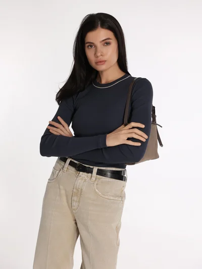 Лонгслив цвет синий — превью 2