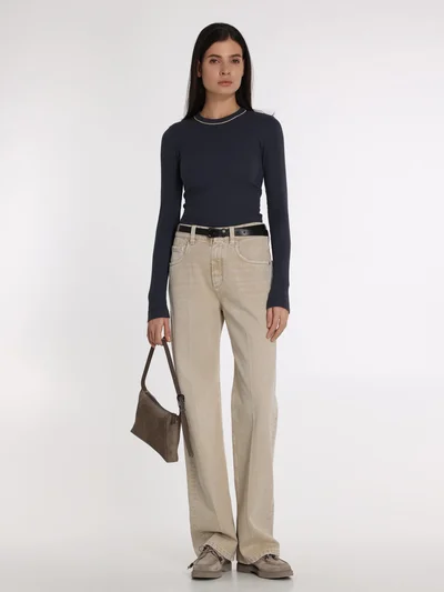 Лонгслив цвет синий — превью 3