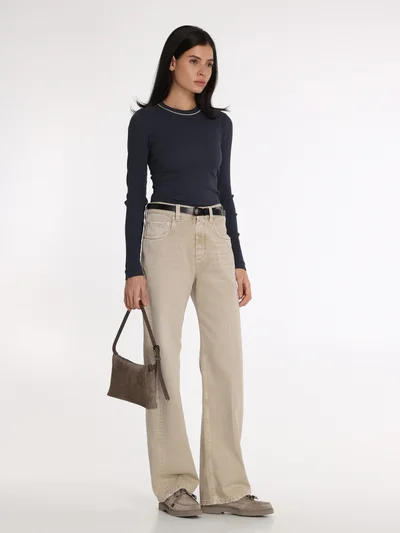 Лонгслив цвет синий — превью 4