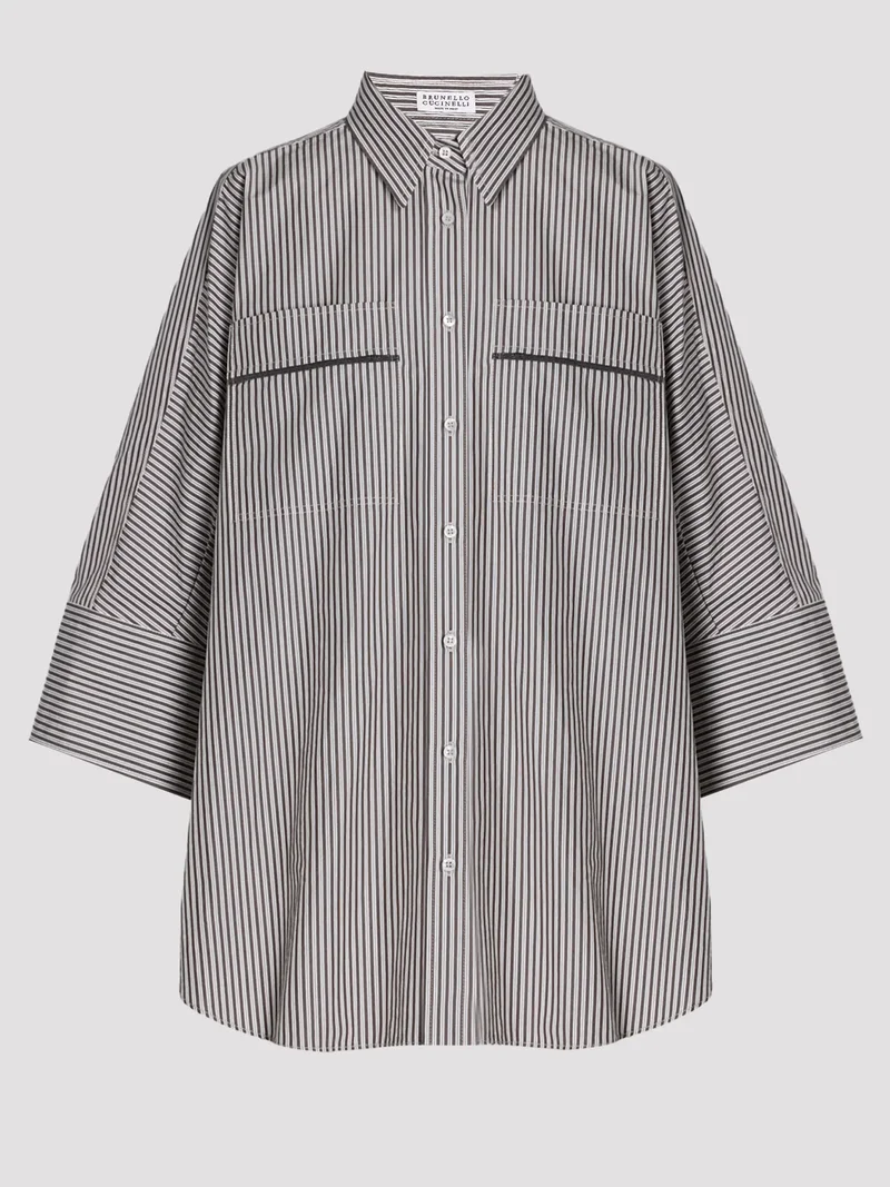 Рубашка цвет шоколадно-белый