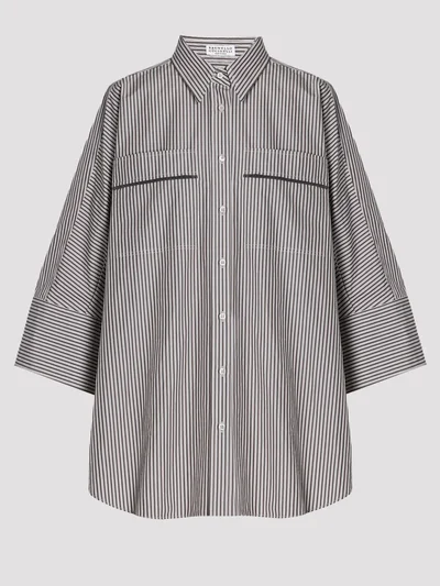 Рубашка цвет шоколадно-белый — превью 1