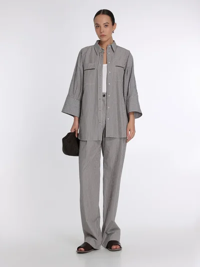 Рубашка цвет шоколадно-белый — превью 3