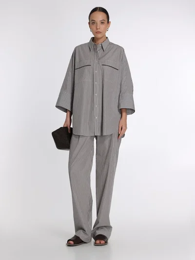 Рубашка цвет шоколадно-белый — превью 4