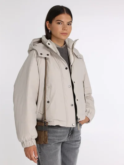 Пуховик цвет бежево-серый — превью 2