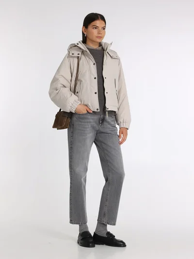 Пуховик цвет бежево-серый — превью 3