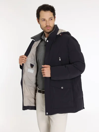 Пуховик цвет темно-синий — превью 6