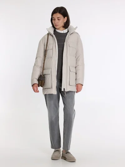 Пуховик цвет светло-серый — превью 3