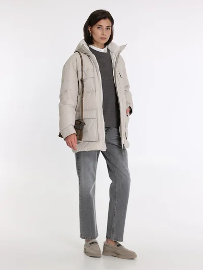 Пуховик цвет светло-серый — превью 4