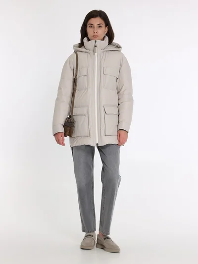 Пуховик цвет светло-серый — превью 5